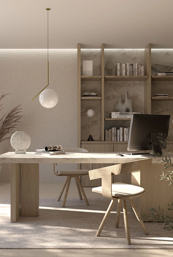 Render escritorio beige